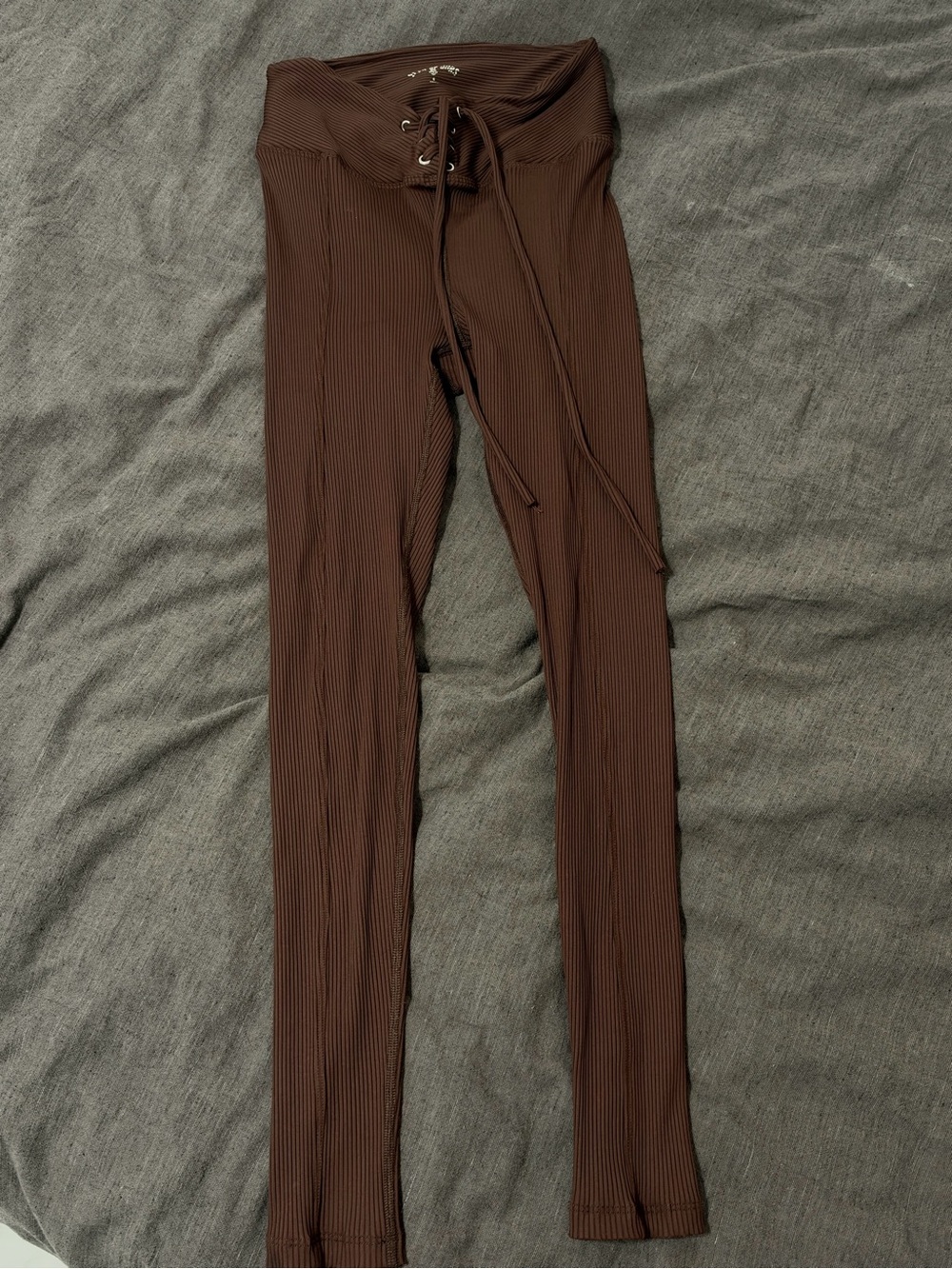 Year of Ours Brown Ribbed Drawstring Waist Pants